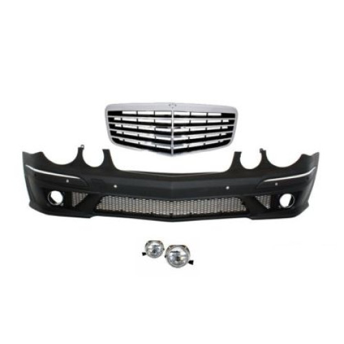 Bara fata Mercedes W211 E-Class (2002-2009) - AMG cu grilă frontală, cu halogene OEM FBMBW211FLGRN