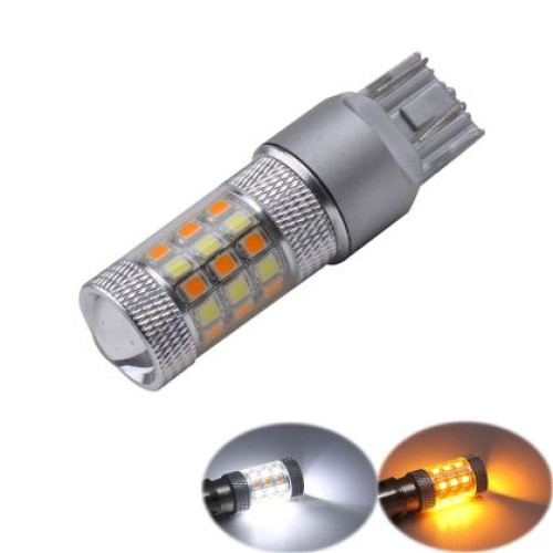 Bec cu dioda T20 cu 42 diode si o lupa - combinate atat pentru indicator de directie cat si pentru lumini de zi OEM T20S42WY