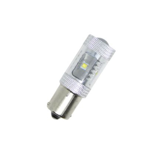 Bec cu diode BA15S cu 6 х 5W diode CREE si o lupa lumina unica alba OEM BA15S30W