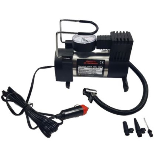 Compresor auto portabil  12V, 120W, 10A cu manometru, priza bricheta si 3 capete suplimentare OEM BAC-3704