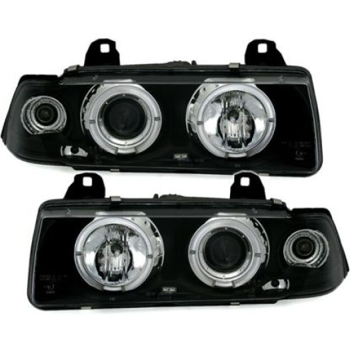 Faruri BMW E36 Angel Eyes (91-99) 4d sedan - negru SONAR SWB04B